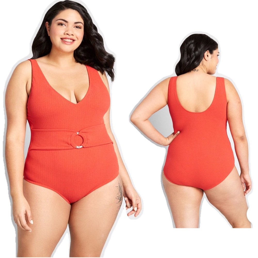 Vintage One-Piece Swimsuit Belted